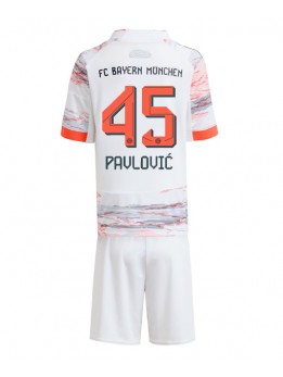 Otroški Nogometna dresi replika Bayern Munich Aleksandar Pavlovic #45 Gostujoči 2025-26 Kratek rokav (+ hlače)